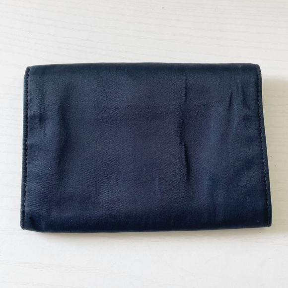 Prada navy blue Tessuto nylon triangle logo trifold medium snap wallet - Picture 3 of 10